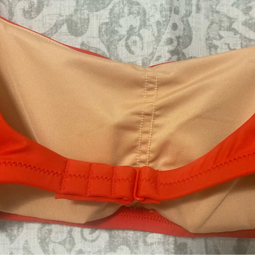 J Crew Square Neck Lightweight Classic Boho Beach Sporty Bikini Top Red …